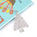 Adorno de árbol de Navidad plateado brillante con pedrería sobre un libro - Estilo de Flores con Diamantes de Imitación Blancos Pavé (款式2)