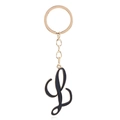 Elegant gold-tone keychain featuring a black enamel letter L charm for bags and keys - Letter L