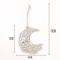 Silver crescent moon ornament with rhinestones for Christmas tree decor 10x8cm - Moon Style