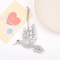 Pendentif colibri étincelant avec strass et finition en métal argenté pour décoration - Oiseau 1