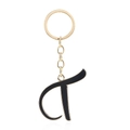 Letter T keychain with gold-plated metal edges and black oil drip finish for bags - Letter T