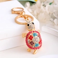 Colorful rhinestone turtle keychain with gold alloy lobster clasp and sparkling crystals - Turtle 30 (Color Gradient)