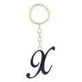 Letter X keychain with black enamel finish and gold metal frame on a round ring - Letter X