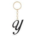 Moderne zwart-gouden sleutelhanger met hanger van letter Y aan een metalen ring - Letter Y