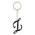 Letter L keychain in black enamel and gold finish with metallic ring and chain link - Letter Z