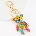 Regenbogen Kristall Bär Schlüsselanhänger mit goldenem Karabinerverschluss - Rosa und Blau Mix (Mehrfarbig 1)