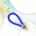 Blau gewebter Schlüsselanhänger mit goldenem Strass-Blumenanhänger für Taschen - Blaue Lederschnur