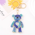 Glitzernder Bären-Schlüsselanhänger mit blauen und lila Strasssteinen und Herz-Detail - Blau und Lila Mix (Mehrfarbig 4)