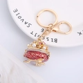 Portachiavi tradizionale cinese con tripode in smalto rosso, perle e strass scintillanti - Stile Bruciatore di Incenso Rosso (Modello 1)