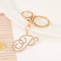 Macro view of gold-plated letter P keychain featuring sparkling rhinestone inlays - Letter P(P) / Gold