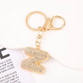 Macro shot of gold letter Z keychain with sparkling rhinestones and spring hook - Letter Z
