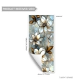 Floral glass window film 100x45cm with white brown embossed pattern for home decor - 45x100cm