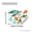 Adesivi murali tartaruga marina e pesci tropicali acquerello set da 30x40cm - Vita Marina (YCG20141)