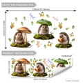 Cute hedgehog and mushroom wall stickers for living room home decor 120x60cm - C17512--30*90cm*1pcs