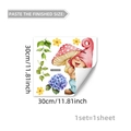 Detailed size view of luminous gnome and mushroom wall sticker measuring 30x30cm - Gnome with Mushroom Hat (YCG20145)