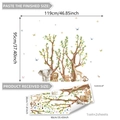 Jungle animal wall stickers showing layout dimensions of 119x95cm and original 90x30cm sheets - Jungle Cartoon Animal Combo (M12086) / 30x90cm x 2 Sheets