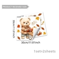 Close-up of autumn window decals featuring cartoon bears and pumpkins in 30x30cm size - Bear Pumpkin Cart Style (D20144) / 30*30cm