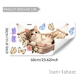 Detail van kattenhangmat raamsticker met afmetingen van 30cm bij 60cm groot - Bloemenhangmat Kat (D20546)