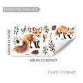Detail view of fox and forest autumn window stickers with size dimensions for home decor - Watercolor Red Fox Style (D20147) / 30*60cm