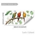 Détail de l'autocollant mural 30x60cm avec perroquets colorés et feuilles tropicales - Style Perroquet Ara Coloré Feuille Tropicale (D20541)