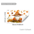 Detail showing autumn gnome with maple leaves static window cling decal, 50x30cm - Gnome Pumpkin Style (D20154) / 30*50cm