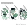Three-piece set of tropical monstera leaf wall stickers with artistic splash textures - Tropical Green Plants with Ink Splash and Gold Spots (B20101)