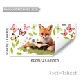 Statische raamstickers met vos en vlinders afmetingen 30x60cm decoratieve folie - Lezende Vos met Bril (D20548)