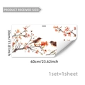 Ink style window decal showing peach blossoms and birds on 30x60cm static cling sheet - Peach Blossom Bird Style (D20156) / 30*60cm