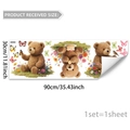 Cartoon teddy bear wall stickers with colorful flowers and butterflies, 30x90cm size - Teddy Bears Group (D20549)