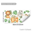 Detailed sheet of jungle animal wall stickers featuring lion, tiger, and elephant icons - Jungle Animals Style (C20047)