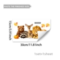 Detailed view of watercolor forest animal wall stickers with size 30x15cm dimensions - Forest Animals (YCG20154)