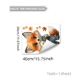 Cartoon fox wall decal with autumn maple leaves and daisy flower decor for home - Fox in Overalls Style (C20049)