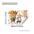 Layout of cartoon forest animal wall stickers with size 30x40cm showing bears and monkeys - Animal Musicians (YCG20157)