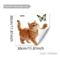 Detail view of double-sided static cling sticker with orange cat and butterfly design - Orange Cat and Butterfly (D20582)