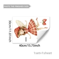 Detailed close-up of a cartoon fairy wall sticker with red mushroom hat and strawberry - Mushroom Elf Girl (YCG20163)
