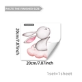 Detailed view of grey bunny on pink cloud wall sticker measuring 20x20cm size - Rabbit on Cloud (YCG20164)