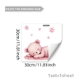 Detailed view of glow-in-the-dark wall sticker featuring a sleeping pink bear and stars - Sleeping Pink Bear (YCG20167)