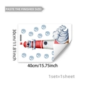 Lighthouse wall decal featuring watercolor waves and nautical elements with dimensions - Nautical Lighthouse (YCG20170)