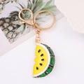 Portachiavi creativo a anguria con strass verdi scintillanti e moschettone in metallo oro - Giallo