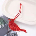 Detail of red cardinal ornament with sparkling rhinestones and golden metal trim - Traditional Cardinal Style(Color 4)