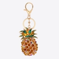 Portachiavi a forma di ananas con cristalli ambrati e moschettone dorato per borse - Forma Ananas con Strass / Oro (Colore 1)