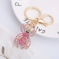 Portachiavi a forma di ragno con strass rosa su base dorata e chiusura a moschettone - Strass Rosa (Stile 1)