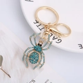 Portachiavi a forma di ragno creativo in lega dorata con strass blu e moschettone - Strass Blu (Stile 3)