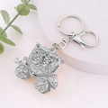 Silver pumpkin carriage keychain with white rhinestones and metal lobster clasp - Silver