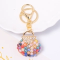Portachiavi borsa creativa in metallo dorato con perle colorate e strass scintillanti - Stile con Perline Multicolore (Colore 1)