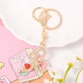 Porte-clés lettre B doré avec cristaux scintillants et petit pendentif en forme de cœur rouge - Lettre B