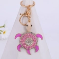 Portachiavi a tartaruga rosa con strass scintillanti e finitura in oro lucido - Rosa (Colore 1)