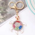 Exquisite gold turtle keychain with colorful rhinestones and secure lobster clasp - Multicolor (Color 5)