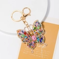 Close-up of luxury crystal butterfly keychain with colorful rhinestones and gold alloy detail - Colorful