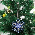 Colgante de copo de nieve de cristal azul en árbol para decoraciones navideñas - Azul